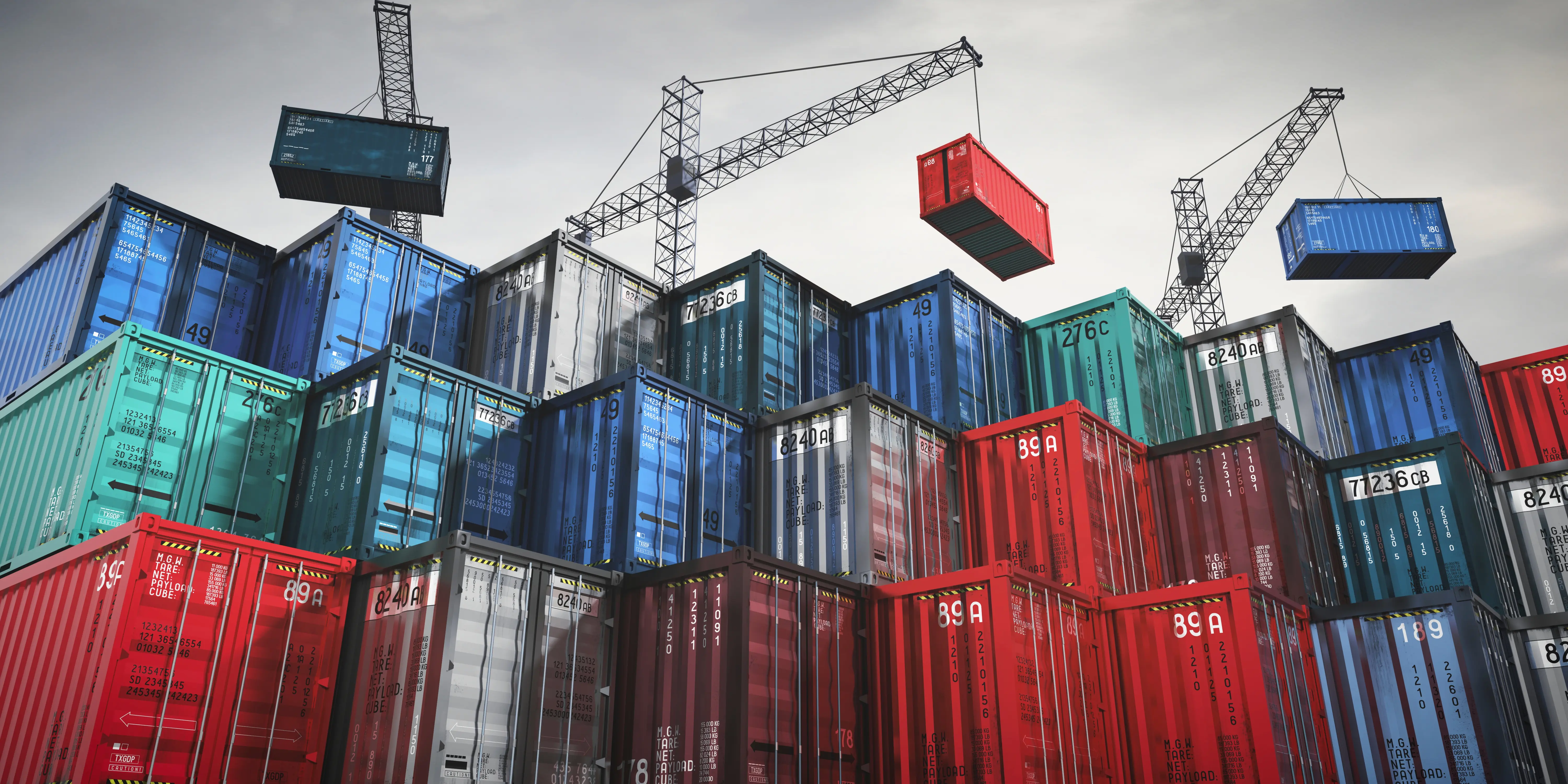 Port cranes and shipping containers